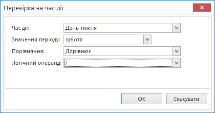 Умова маркетингового інструменту - день тижня