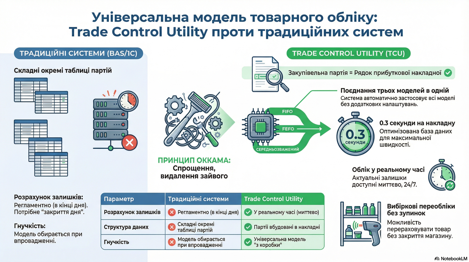 Універсальна модель складського обліку (FIFO та середньозважені ціни)