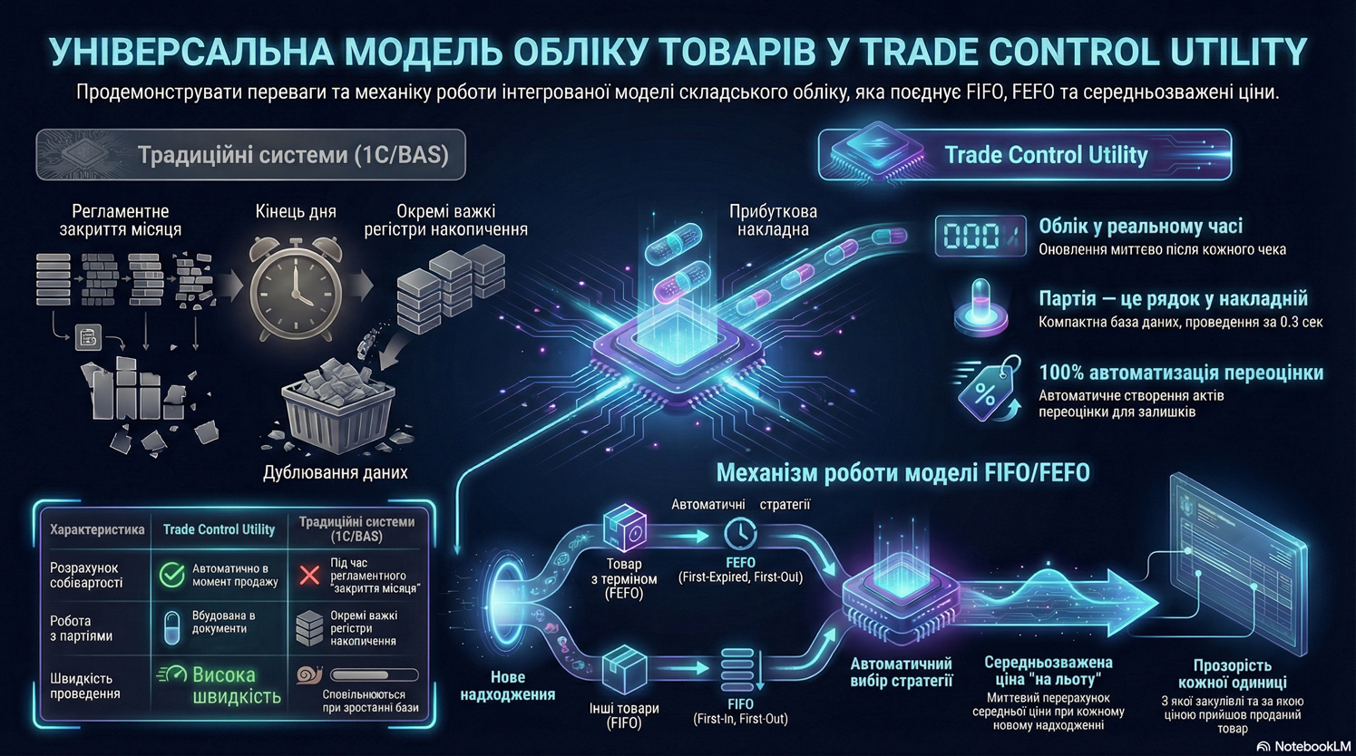 Універсальна модель обліку товарів (FIFO та середньозважені ціни)