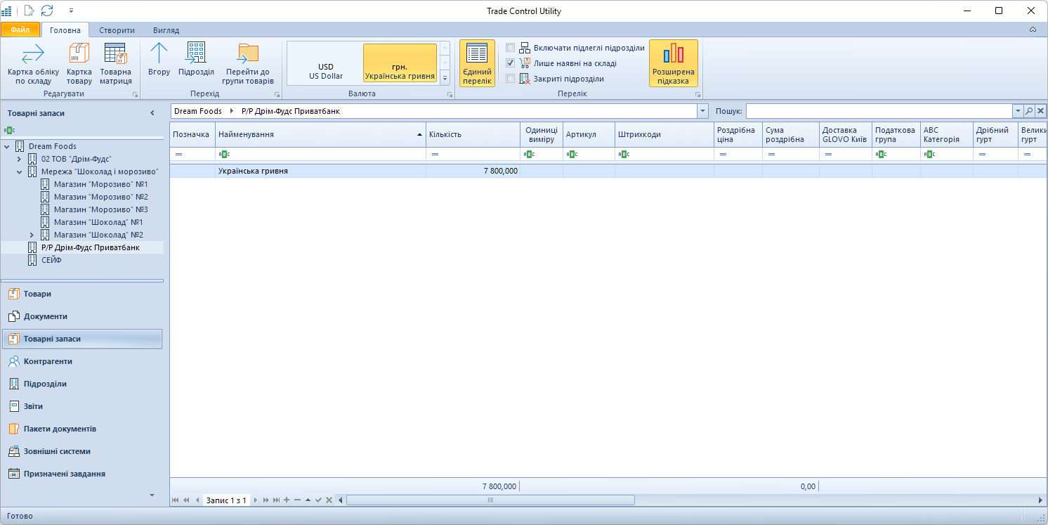 Нова сума грошового залишку