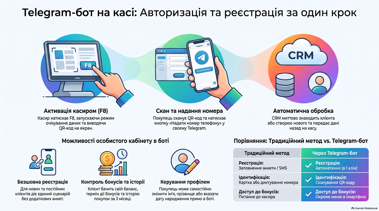 Telegram-бот на касі: реєстрація та пошук покупця за один крок